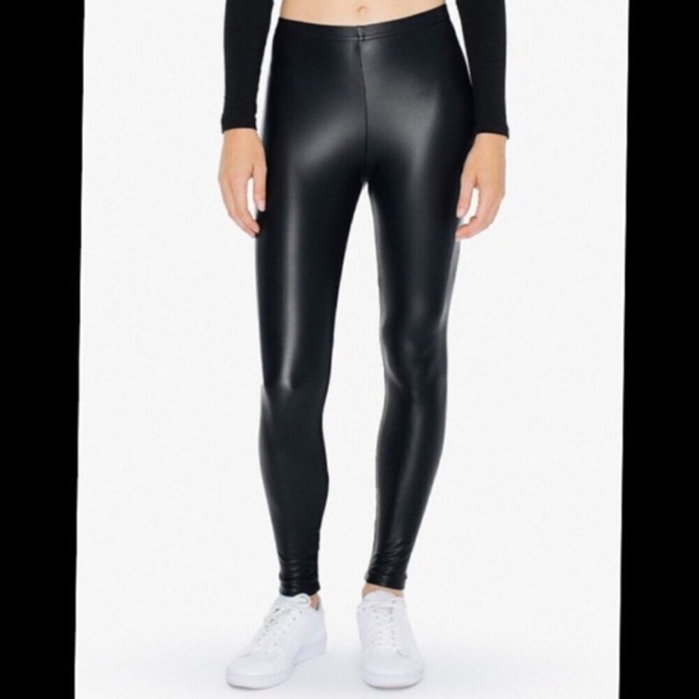 American Apparel Lamé Matte Black Leggings (NWOT) - Picture 5 of 13